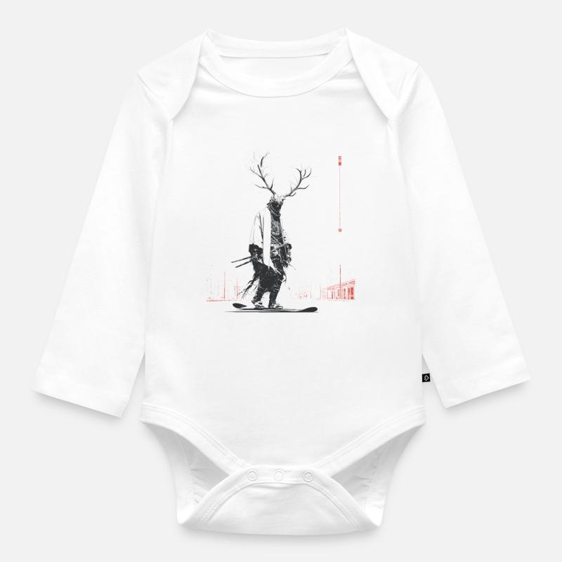 Waldgeist mit Geweihbaum - Baby Bio-Langarm-Body - Weiß