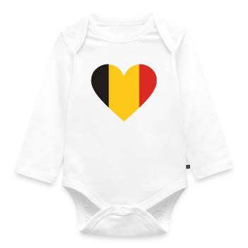 Humour,Belge, belgique, drapeau, frite, frites - Body Bébé bio manches longues - blanc - Devant