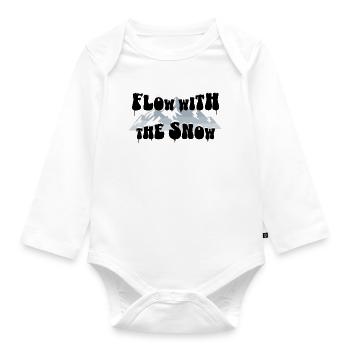 Flow with the Snow - Ski & Mountains - Organic Longsleeve Baby Bodysuit - white - Front