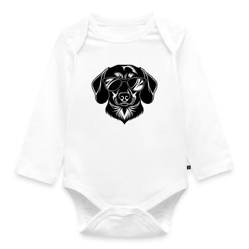 Dackel Hundekopf mit Sonnenbrille - Baby Bio-Langarm-Body - Weiß - Vorne