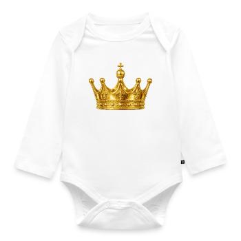 Golden Crown Ornament - Organic Longsleeve Baby Bodysuit - white - Front