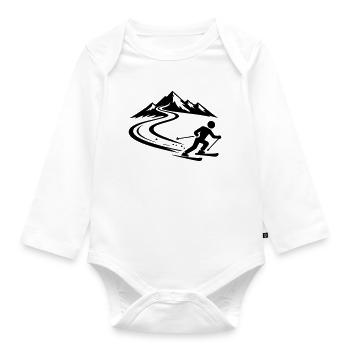 Ski Berge Piste - Baby Bio-Langarm-Body - Weiß - Vorne