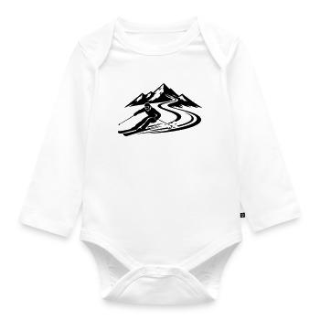 Ski Berge Piste - Baby Bio-Langarm-Body - Weiß - Vorne