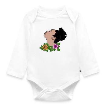 Vector portrait - Organic Longsleeve Baby Bodysuit - white - Front