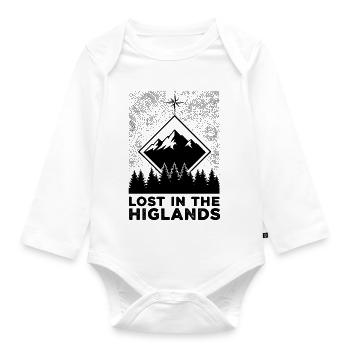 Lost In The Highlands - Organic Longsleeve Baby Bodysuit - white - Front