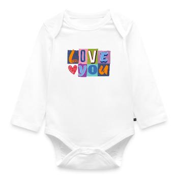 Love in Colorful Collage - Organic Longsleeve Baby Bodysuit - white - Front