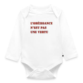 OBEDIENCE IS NOT A VIRTUE - Organic Longsleeve Baby Bodysuit - white - Front