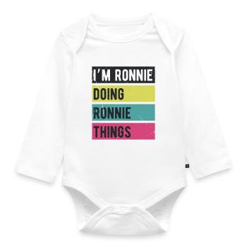 I’m Ronnie Doing Ronnie Things Retro Colors - Organic Longsleeve Baby Bodysuit - white - Front