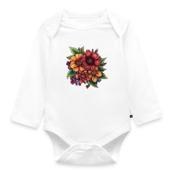 Colourful floral composition - Organic Longsleeve Baby Bodysuit - white - Front