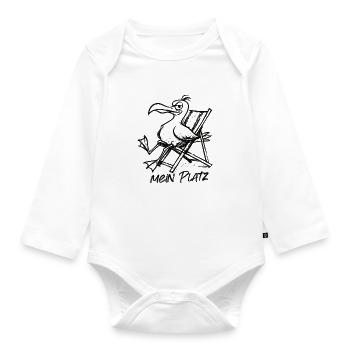 Pelican on the beach chair – My place - Organic Longsleeve Baby Bodysuit - white - Front