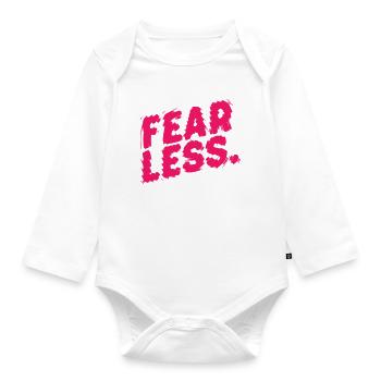 Furchtlose rosa Pinselbuchstaben - Baby Bio-Langarm-Body - Weiß - Vorne