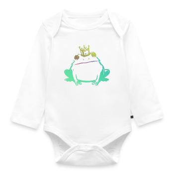 Frog King and Neon Crown - Organic Longsleeve Baby Bodysuit - white - Front