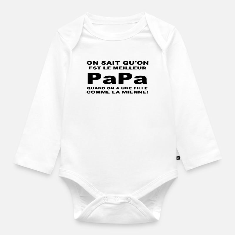 Meilleur papa - Body Bébé bio manches longues - blanc