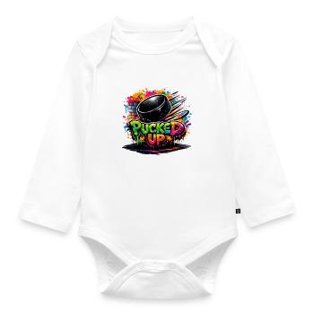 Pucked Up Graffiti Puck - Organic Longsleeve Baby Bodysuit - white - Front