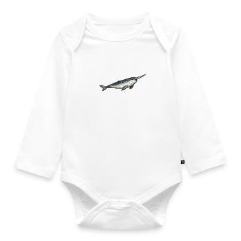 Geometric Narwhal Polygon - Organic Longsleeve Baby Bodysuit - white - Front