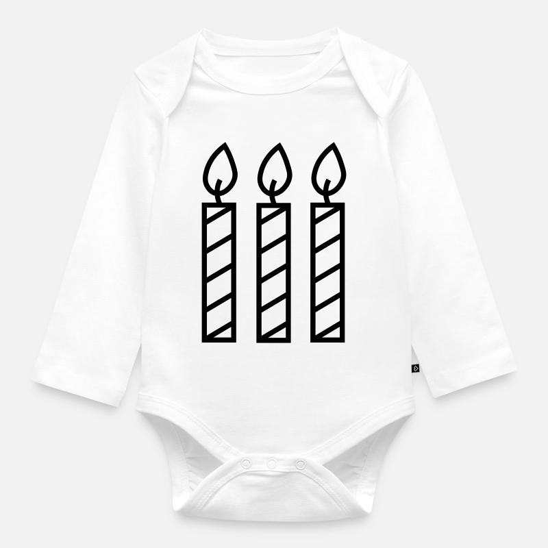 Drei_Kerzen_ohne_Text - Baby Bio-Langarm-Body - Weiß