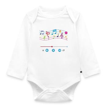 Music notes, music player, colourful music symbols - Organic Longsleeve Baby Bodysuit - white - Front