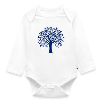 Silhouette de base bleue à imprimé Jumbo Tree - Body Bébé bio manches longues - blanc - Devant
