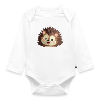 Kuscheliger Igelgrafik - Baby Bio-Langarm-Body - Weiß - Vorne
