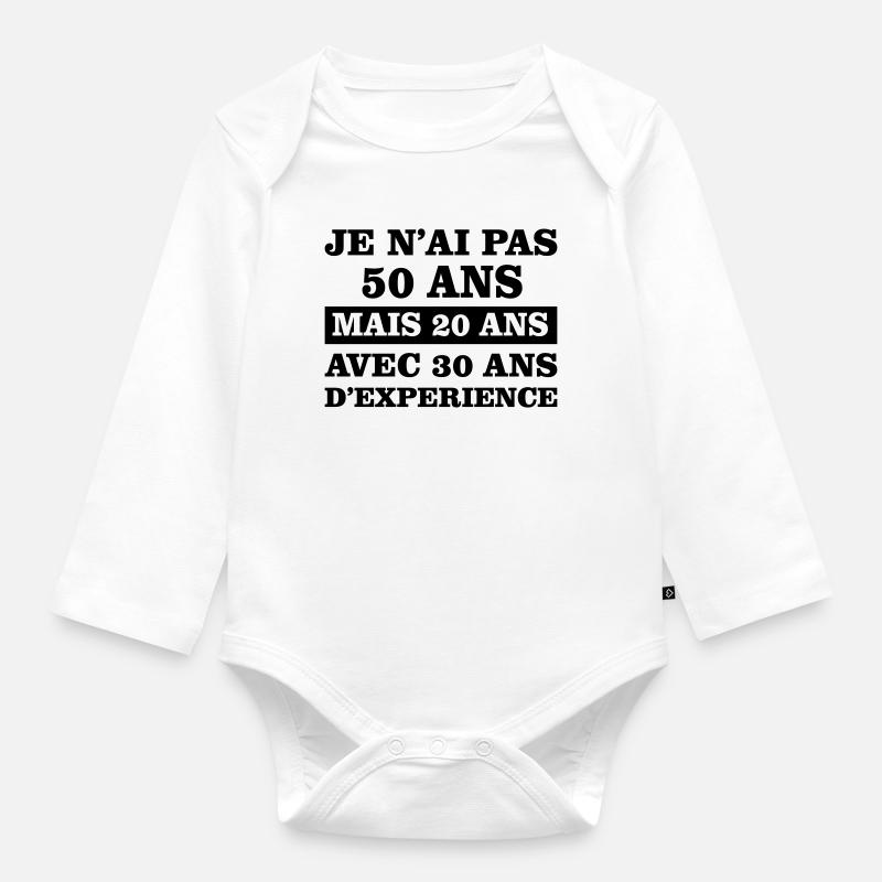 50 ans - Body Bébé bio manches longues - blanc