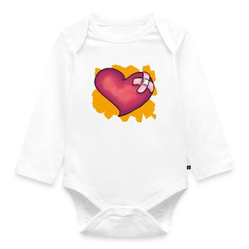 Patched Heart - Organic Longsleeve Baby Bodysuit - white - Front