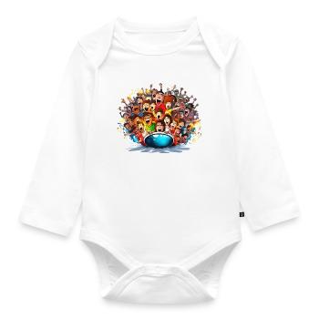 Jubelnde Massen auf Boot - Baby Bio-Langarm-Body - Weiß - Vorne