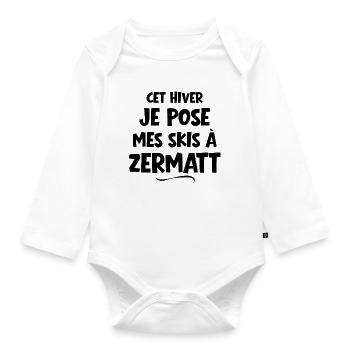 ski area, Zermatt, ski resort - Organic Longsleeve Baby Bodysuit - white - Front