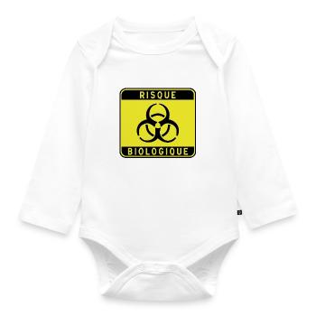 Biologisches Gefahrzeichen, Infektionsrisiko, Material - Baby Bio-Langarm-Body - Weiß - Vorne