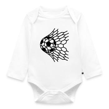 Goal Soccer Ball in Net Hit Vector - Organic Longsleeve Baby Bodysuit - white - Front
