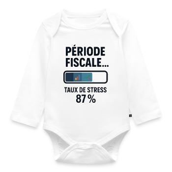 Période fiscale : chargement lent, café rapide - Body Bébé bio manches longues - blanc - Devant