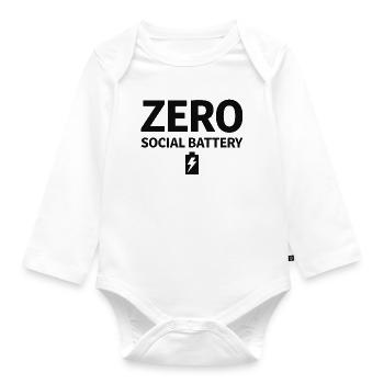 Introverti sans pile sociale - Body Bébé bio manches longues - blanc - Devant