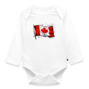 Canada Flag - Organic Longsleeve Baby Bodysuit - white - Front