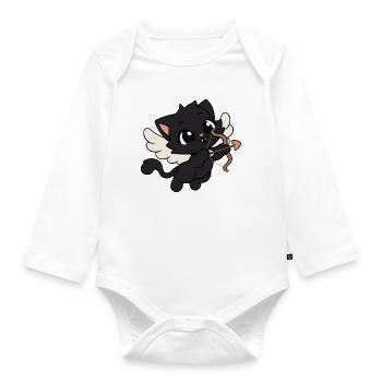 Cats Cupid Kawaii - Organic Longsleeve Baby Bodysuit - white - Front