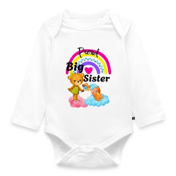 Große Schwester Regenbogen-Einhorn Magische Rosa Füße Kunst - Baby Bio-Langarm-Body - Weiß - Vorne