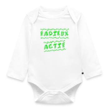 GOODBYE ACTIVE! (happiness) - Organic Longsleeve Baby Bodysuit - white - Front