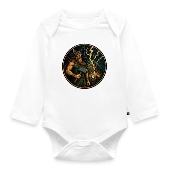 Thor with hammer - Organic Longsleeve Baby Bodysuit - white - Front