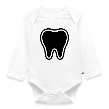 Tooth Symbol - Organic Longsleeve Baby Bodysuit - white - Front