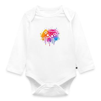 Gaming - Organic Longsleeve Baby Bodysuit - white - Front