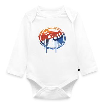 retro gamer - Baby Bio-Langarm-Body - Weiß - Vorne