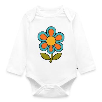 70er Jahre Blume Muster Retro flowerpower - Baby Bio-Langarm-Body - Weiß - Vorne
