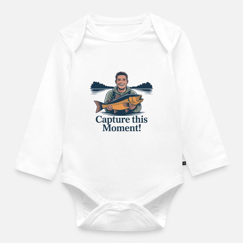 Capturez ce moment : la pêche - Body Bébé bio manches longues - blanc