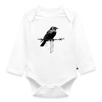 Raven on Barbed Wire Ink - Organic Longsleeve Baby Bodysuit - white - Front