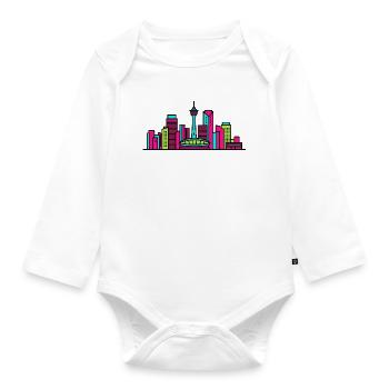 Calgary City Skyline Calgary Tower Moderne Kunst - Baby Bio-Langarm-Body - Weiß - Vorne
