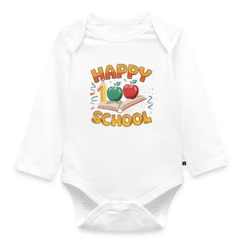 Hundertster Schultag Jubiläumsdesign - Baby Bio-Langarm-Body - Weiß - Vorne