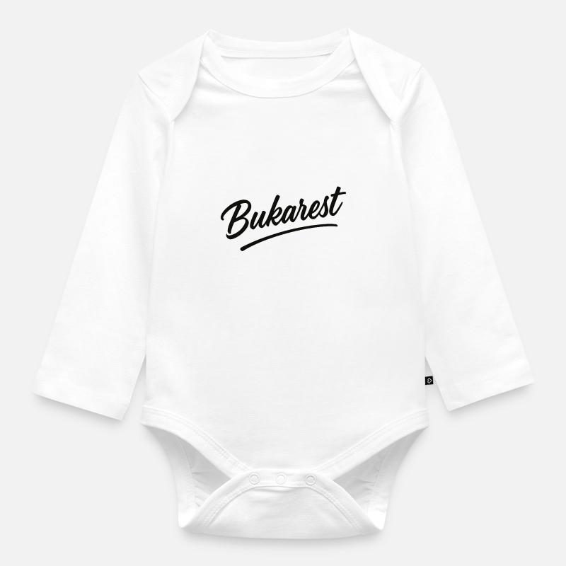 Logo vintage en écriture de Bucarest - Body Bébé bio manches longues - blanc