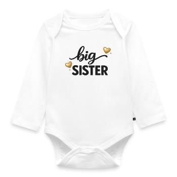 Big Sister Shirt Big Sibling Outfit - Organic Longsleeve Baby Bodysuit - white - Front
