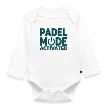 Padel Fashion Activated Power Button Sport Style - Organic Longsleeve Baby Bodysuit - white - Front