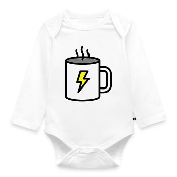 Starker Kaffee Tasse Strom - Baby Bio-Langarm-Body - Weiß - Vorne