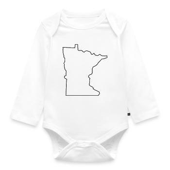 Minnesota map - Organic Longsleeve Baby Bodysuit - white - Front