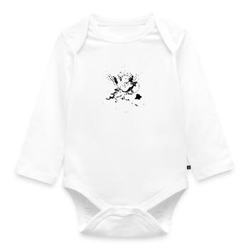 Gamer Angel – Cherub gambles on clouds - Organic Longsleeve Baby Bodysuit - white - Front